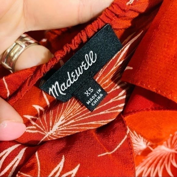 Madewell Silk Lookout Bow Back Top in Palmflower Size XS - Picture 9 of 10